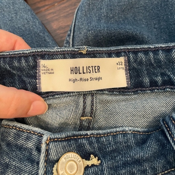 Hollister Blue Straight Jeans - High Rise - Long Length - Picture 2 of 3